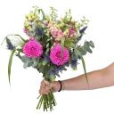 Kytice s jiřinami a eustomou